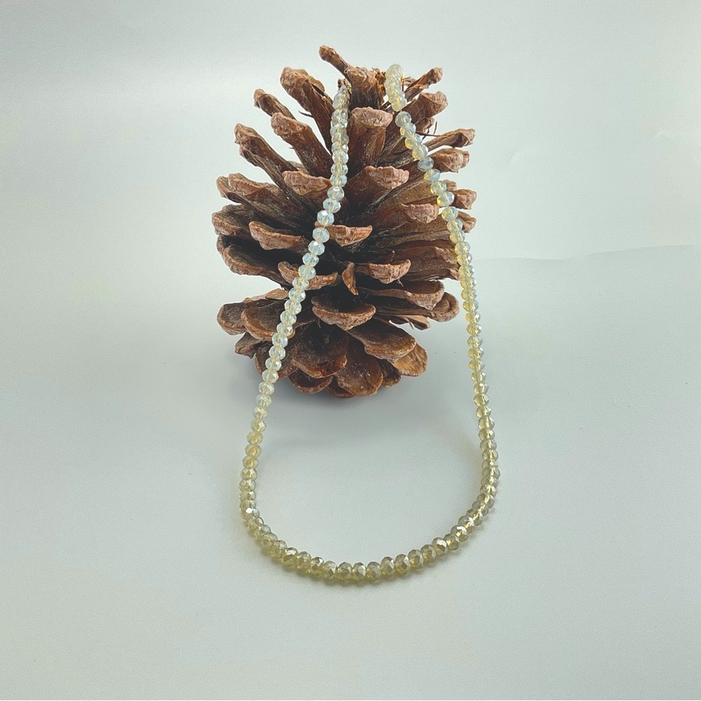 Opalescent Crystal Choker Necklace, Aura Effect, Neutral, Sparkly, Golden Aura - Picture 11 of 11